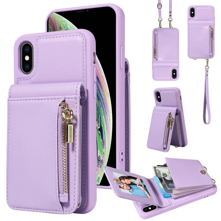クロスボディランヤードジッパー財布レザー電話ケース、iPhone XS Max用、iPhone 7 Plus / 8 Plus用