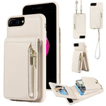 クロスボディランヤードジッパー財布レザー電話ケース、iPhone XS Max用、iPhone 7 Plus / 8 Plus用