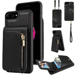 クロスボディランヤードジッパー財布レザー電話ケース、iPhone XS Max用、iPhone 7 Plus / 8 Plus用