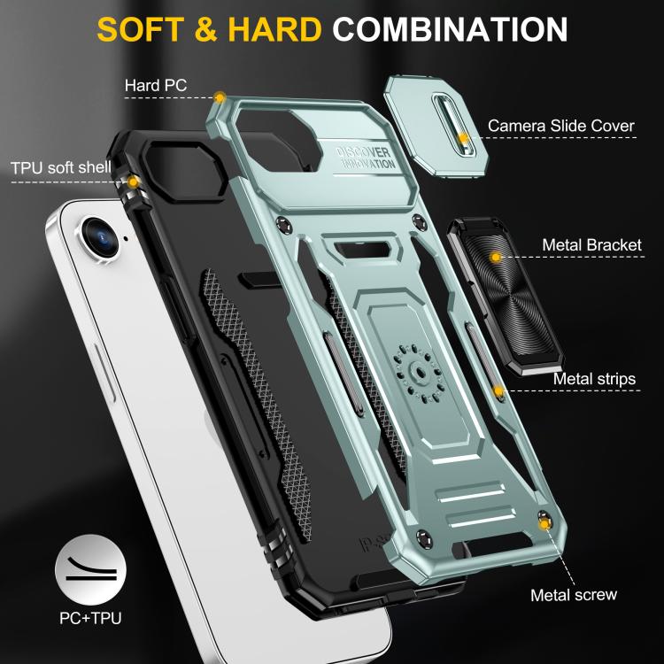 アーマーPC + TPUカメラシールド電話ケース、iPhone 17e / 16e用、iPhone 17 Pro Max用、iPhone 17 Pro用、iPhone 17用、iPhone Air用、iPhone 16 Pro Max用