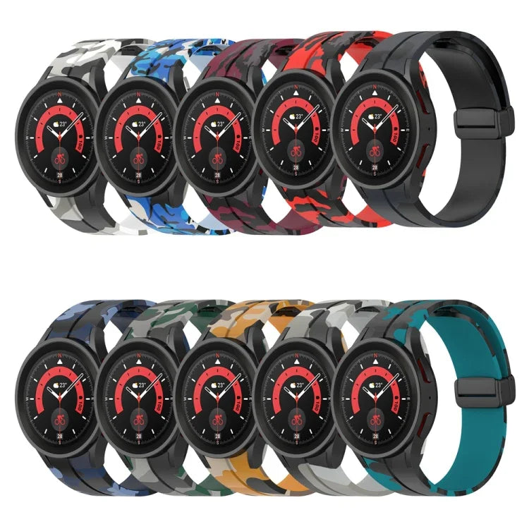 マグネットクラスプ迷彩シリコンウォッチバンド、Samsung Galaxy Watch5 / 5 Pro / Watch 4 / 4 Classic用