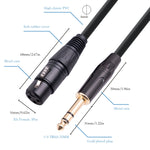 6.35mm 1/4 TRSオスからXLR 3ピンメスメイクロフォンケーブル、1m、1.8m、3m、5m、10m