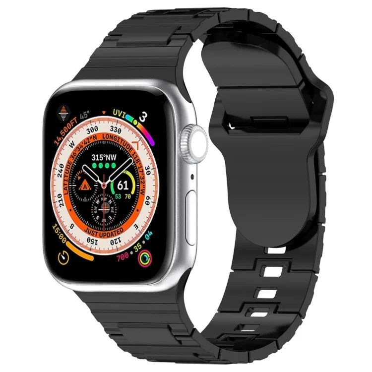 スクエアバックルアーマースタイルシリコンウォッチバンド、Apple Watch 9 45mm用、Apple Watch 9 41mm用