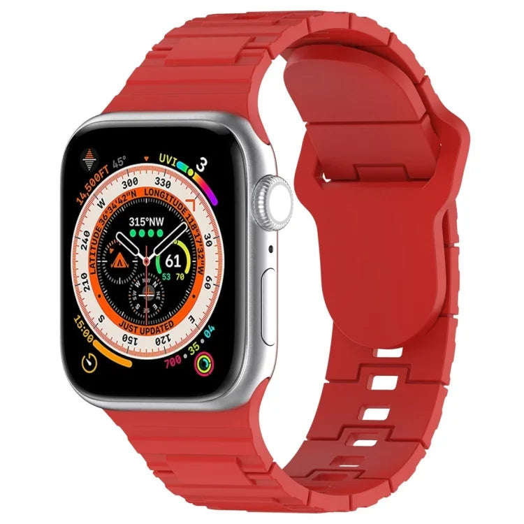 スクエアバックルアーマースタイルシリコンウォッチバンド、Apple Watch 9 45mm用、Apple Watch 9 41mm用