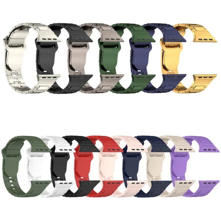 スクエアバックルアーマースタイルシリコンウォッチバンド、Apple Watch 9 45mm用、Apple Watch 9 41mm用