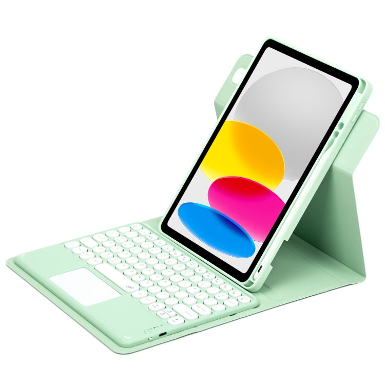 丸型ボタン360度回転可能Bluetoothキーボードレザーケース タッチパッド付き, iPad 第10世代 10.9 2022用, iPad Air 2022 / iPad Pro 11 2021用, iPad 10.2 2021 / Air 2019用