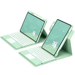 丸型ボタン360度回転可能Bluetoothキーボードレザーケース タッチパッド付き, iPad 第10世代 10.9 2022用, iPad Air 2022 / iPad Pro 11 2021用, iPad 10.2 2021 / Air 2019用
