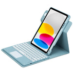 丸型ボタン360度回転可能Bluetoothキーボードレザーケース タッチパッド付き, iPad 第10世代 10.9 2022用, iPad Air 2022 / iPad Pro 11 2021用, iPad 10.2 2021 / Air 2019用