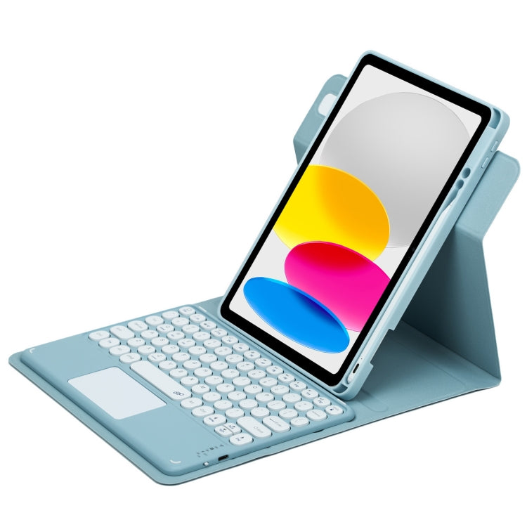 丸型ボタン360度回転可能Bluetoothキーボードレザーケース タッチパッド付き, iPad 第10世代 10.9 2022用, iPad Air 2022 / iPad Pro 11 2021用, iPad 10.2 2021 / Air 2019用