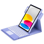 丸型ボタン360度回転可能Bluetoothキーボードレザーケース タッチパッド付き, iPad 第10世代 10.9 2022用, iPad Air 2022 / iPad Pro 11 2021用, iPad 10.2 2021 / Air 2019用