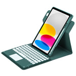 丸型ボタン360度回転可能Bluetoothキーボードレザーケース タッチパッド付き, iPad 第10世代 10.9 2022用, iPad Air 2022 / iPad Pro 11 2021用, iPad 10.2 2021 / Air 2019用