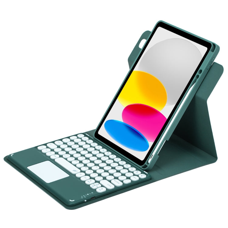 丸型ボタン360度回転可能Bluetoothキーボードレザーケース タッチパッド付き, iPad 第10世代 10.9 2022用, iPad Air 2022 / iPad Pro 11 2021用, iPad 10.2 2021 / Air 2019用