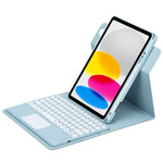 丸型ボタン360度回転可能Bluetoothキーボードレザーケース タッチパッド付き, iPad 第10世代 10.9 2022用, iPad Air 2022 / iPad Pro 11 2021用, iPad 10.2 2021 / Air 2019用