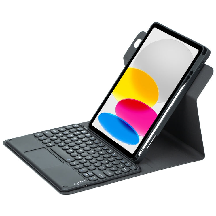 丸型ボタン360度回転可能Bluetoothキーボードレザーケース タッチパッド付き, iPad 第10世代 10.9 2022用, iPad Air 2022 / iPad Pro 11 2021用, iPad 10.2 2021 / Air 2019用