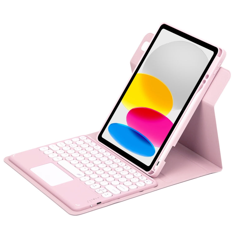 丸型ボタン360度回転可能Bluetoothキーボードレザーケース タッチパッド付き, iPad 第10世代 10.9 2022用, iPad Air 2022 / iPad Pro 11 2021用, iPad 10.2 2021 / Air 2019用