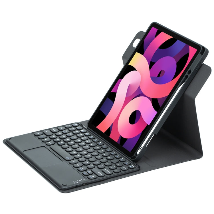 丸型ボタン360度回転可能Bluetoothキーボードレザーケース タッチパッド付き, iPad 第10世代 10.9 2022用, iPad Air 2022 / iPad Pro 11 2021用, iPad 10.2 2021 / Air 2019用