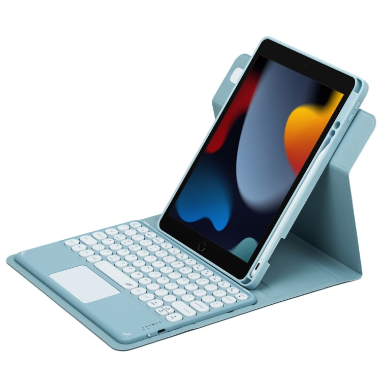 丸型ボタン360度回転可能Bluetoothキーボードレザーケース タッチパッド付き, iPad 第10世代 10.9 2022用, iPad Air 2022 / iPad Pro 11 2021用, iPad 10.2 2021 / Air 2019用