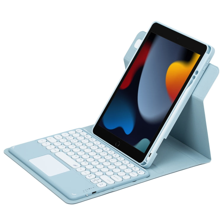 丸型ボタン360度回転可能Bluetoothキーボードレザーケース タッチパッド付き, iPad 第10世代 10.9 2022用, iPad Air 2022 / iPad Pro 11 2021用, iPad 10.2 2021 / Air 2019用