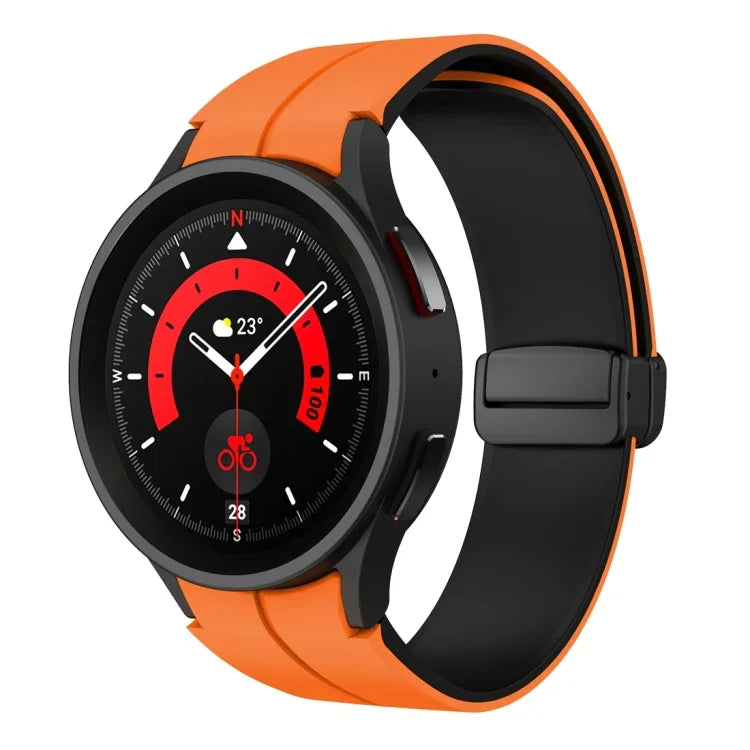 デュアルカラーマグネティック折りたたみバックルシリコンウォッチバンド、Samsung Galaxy Watch 6 / 6 Classic用