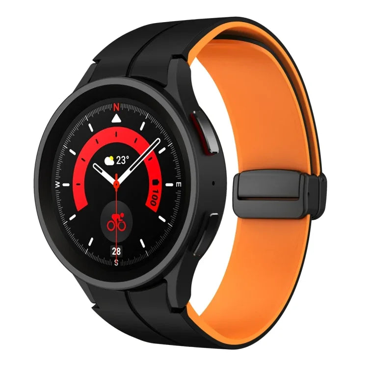 デュアルカラーマグネティック折りたたみバックルシリコンウォッチバンド、Samsung Galaxy Watch 6 / 6 Classic用