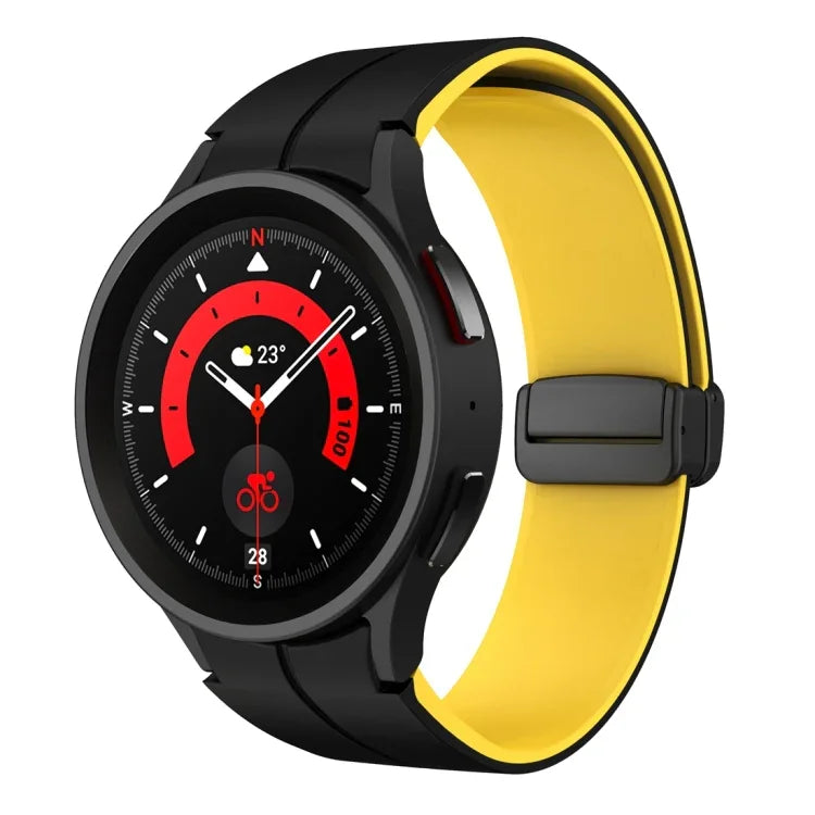 デュアルカラーマグネティック折りたたみバックルシリコンウォッチバンド、Samsung Galaxy Watch 6 / 6 Classic用