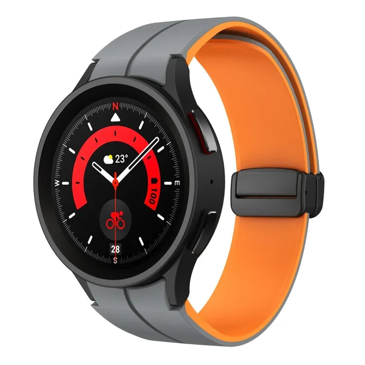 デュアルカラーマグネティック折りたたみバックルシリコンウォッチバンド、Samsung Galaxy Watch 6 / 6 Classic用