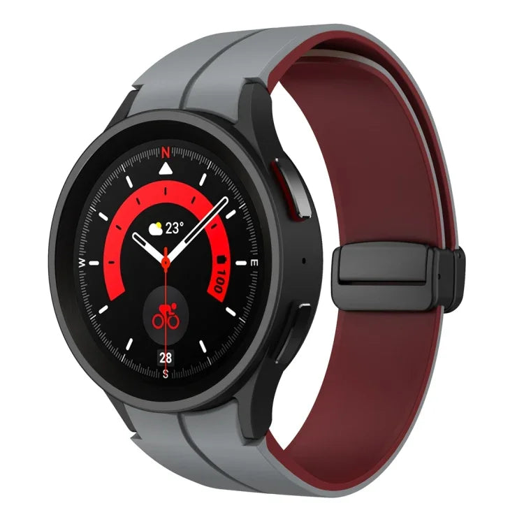 デュアルカラーマグネティック折りたたみバックルシリコンウォッチバンド、Samsung Galaxy Watch 6 / 6 Classic用