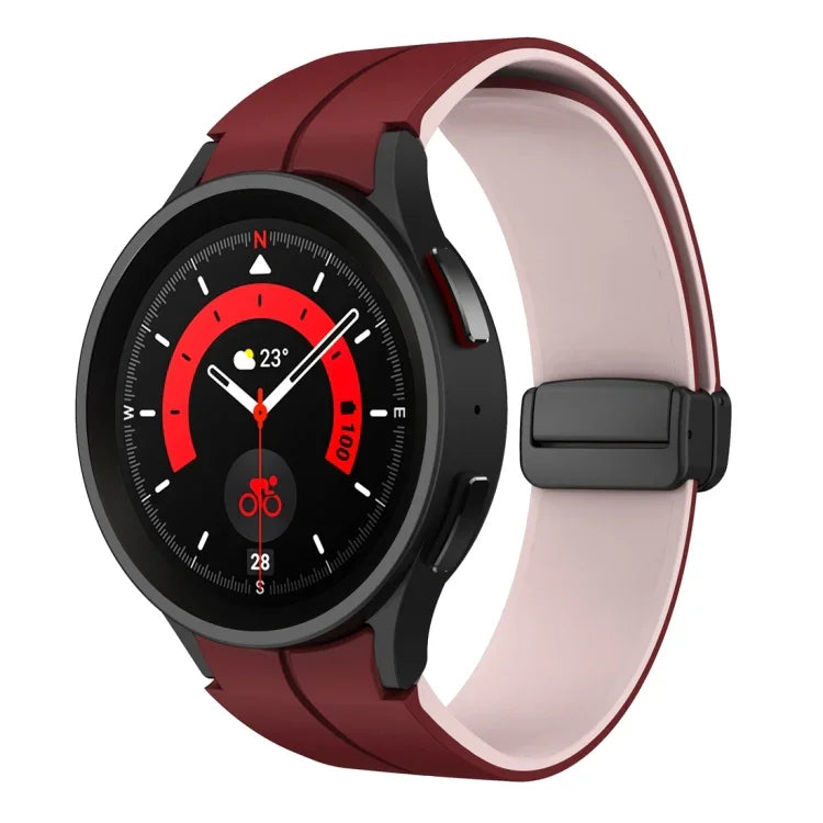 デュアルカラーマグネティック折りたたみバックルシリコンウォッチバンド、Samsung Galaxy Watch 6 / 6 Classic用
