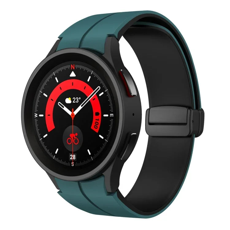 デュアルカラーマグネティック折りたたみバックルシリコンウォッチバンド、Samsung Galaxy Watch 6 / 6 Classic用