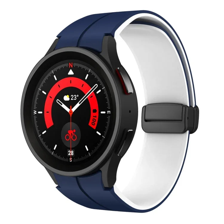 デュアルカラーマグネティック折りたたみバックルシリコンウォッチバンド、Samsung Galaxy Watch 6 / 6 Classic用