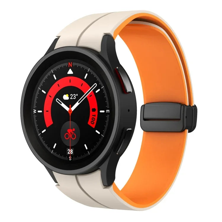 デュアルカラーマグネティック折りたたみバックルシリコンウォッチバンド、Samsung Galaxy Watch 6 / 6 Classic用