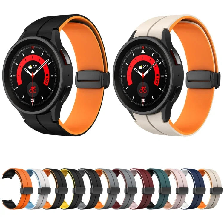 デュアルカラーマグネティック折りたたみバックルシリコンウォッチバンド、Samsung Galaxy Watch 6 / 6 Classic用