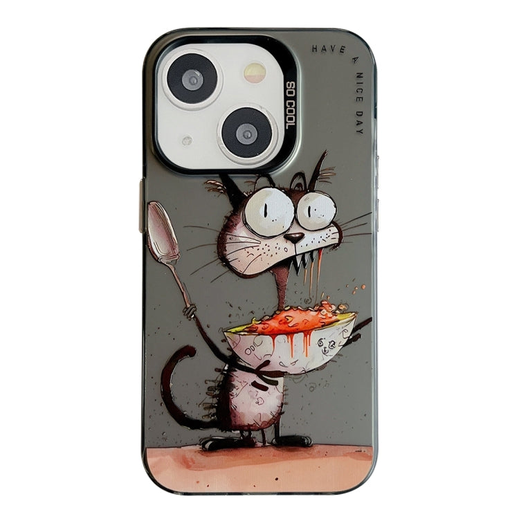 動物柄油絵シリーズPC + TPUスマホケース、iPhone 14用