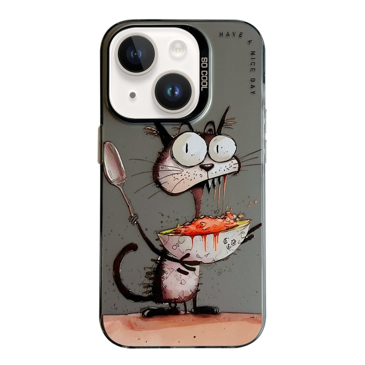 動物柄油絵シリーズPC + TPUスマホケース、iPhone 14 Plus用