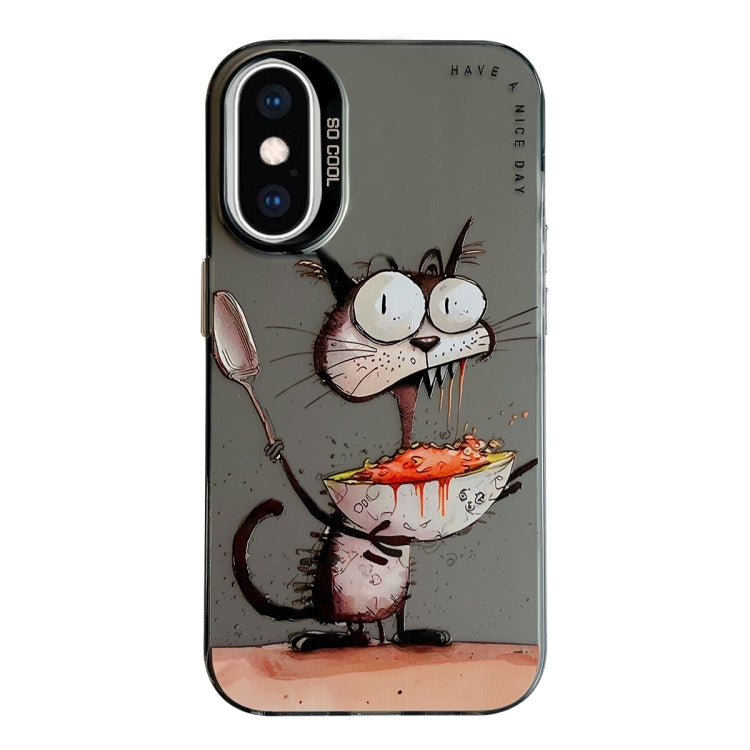 動物柄油絵シリーズPC + TPUスマホケース、iPhone XS Max用