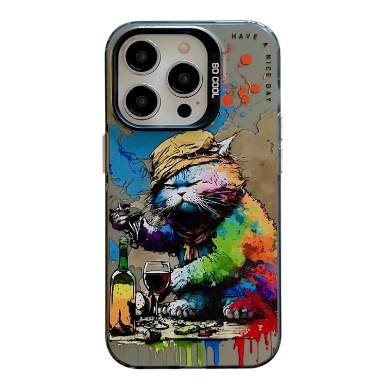 動物柄油絵シリーズ PC + TPUスマホケース、iPhone 16 Pro用