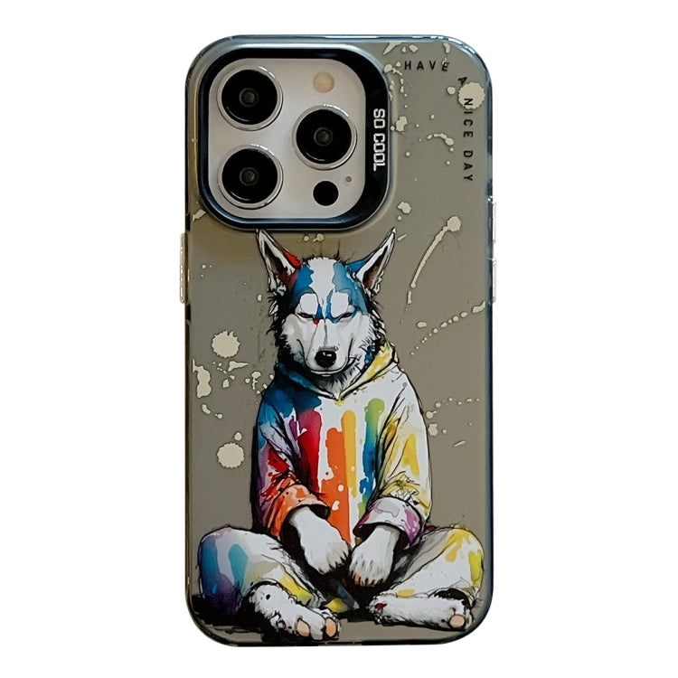 動物柄油絵シリーズ PC + TPUスマホケース、iPhone 16 Plus用