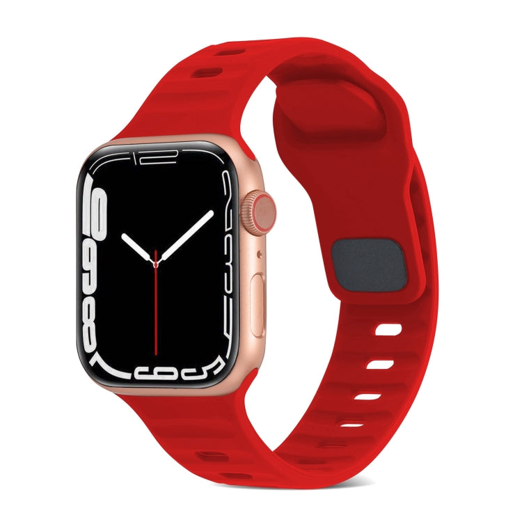スクエアバックルストライプシリコンウォッチバンド、Apple Watch Ultra 2 49mm用、Apple Watch Series 9 45mm用