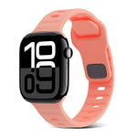 スクエアバックルストライプシリコンウォッチバンド、Apple Watch Series 10 46mm用、Apple Watch Series 10 42mm用