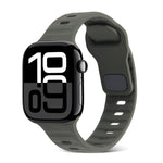 スクエアバックルストライプシリコンウォッチバンド、Apple Watch Series 10 46mm用、Apple Watch Series 10 42mm用