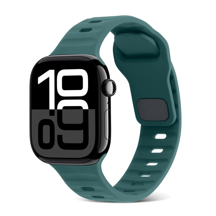 スクエアバックルストライプシリコンウォッチバンド、Apple Watch Series 10 46mm用、Apple Watch Series 10 42mm用