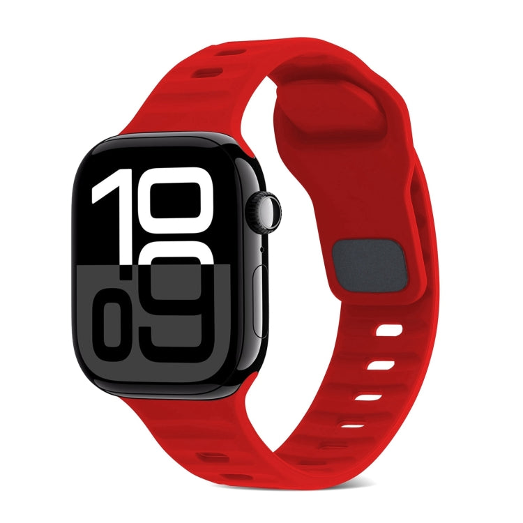 スクエアバックルストライプシリコンウォッチバンド、Apple Watch Series 10 46mm用、Apple Watch Series 10 42mm用