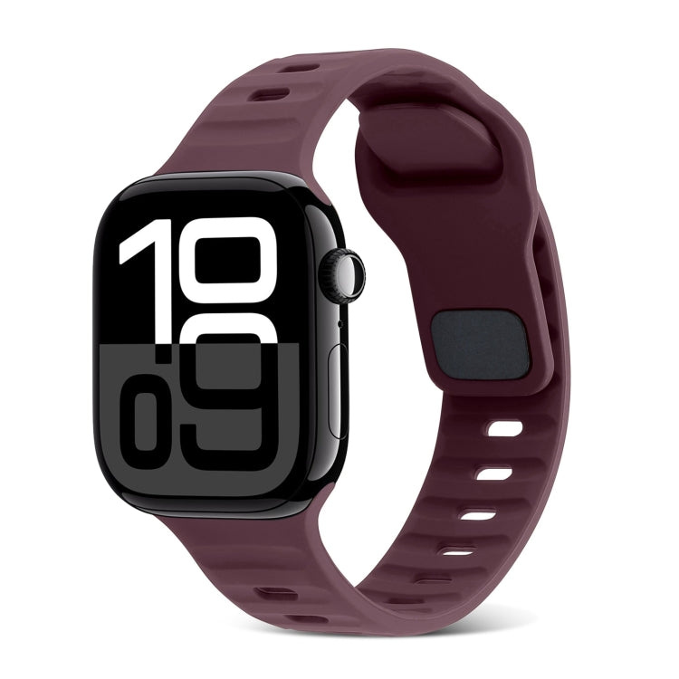 スクエアバックルストライプシリコンウォッチバンド、Apple Watch Series 10 46mm用、Apple Watch Series 10 42mm用