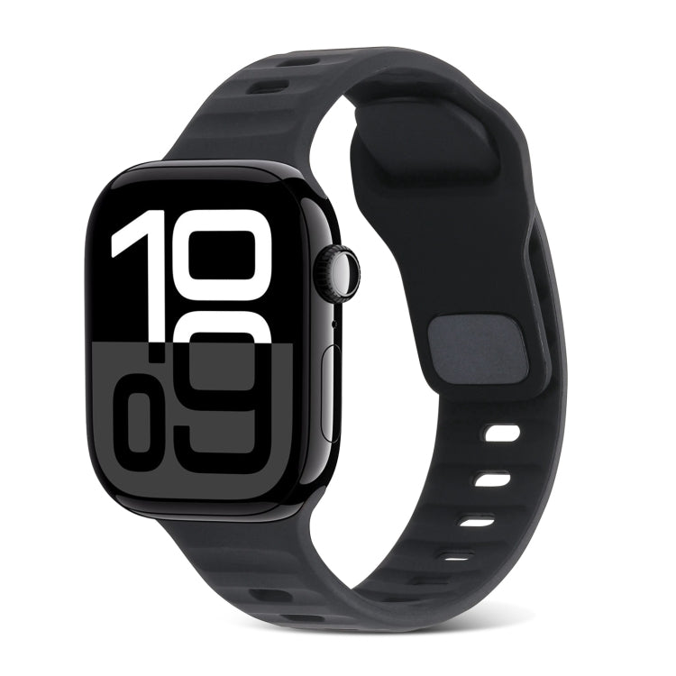 スクエアバックルストライプシリコンウォッチバンド、Apple Watch Series 10 46mm用、Apple Watch Series 10 42mm用