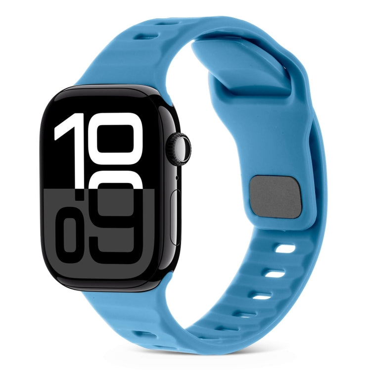 スクエアバックルストライプシリコンウォッチバンド、Apple Watch Series 10 46mm用、Apple Watch Series 10 42mm用