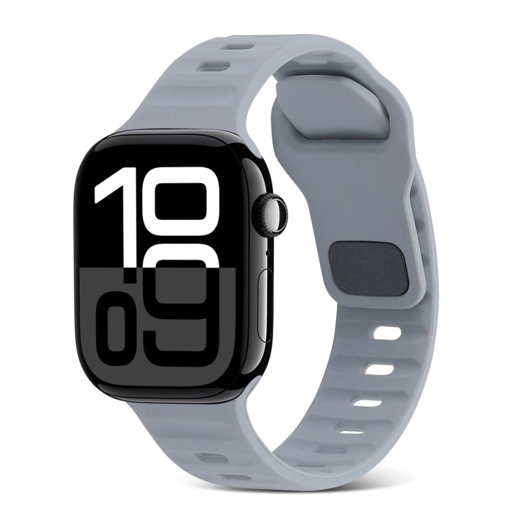 スクエアバックルストライプシリコンウォッチバンド、Apple Watch Series 10 46mm用、Apple Watch Series 10 42mm用