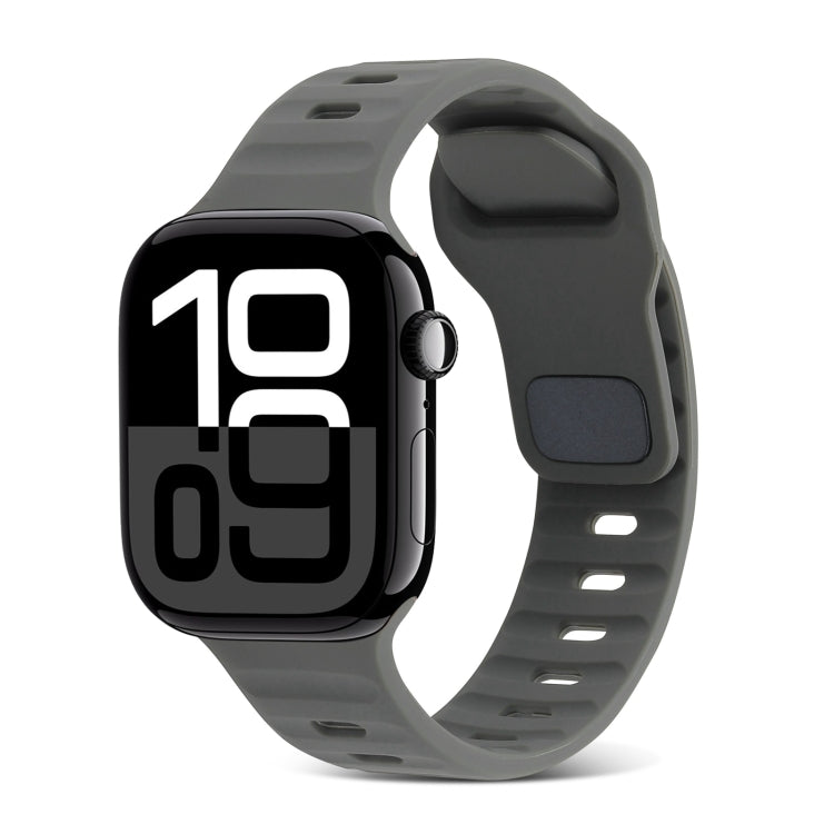 スクエアバックルストライプシリコンウォッチバンド、Apple Watch Series 10 46mm用、Apple Watch Series 10 42mm用