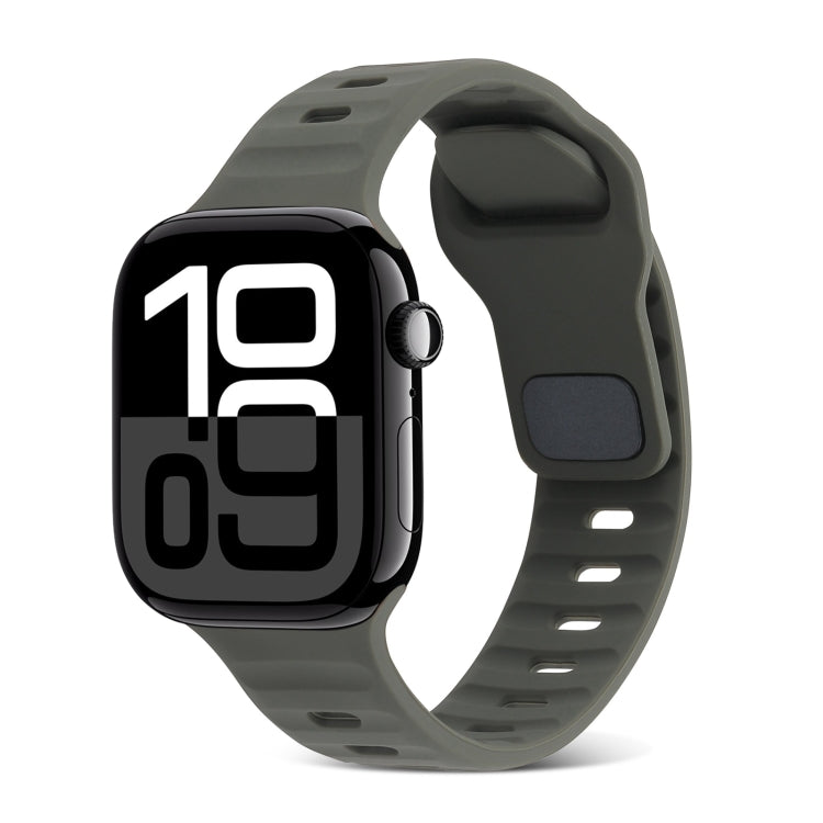スクエアバックルストライプシリコンウォッチバンド、Apple Watch Series 10 46mm用、Apple Watch Series 10 42mm用
