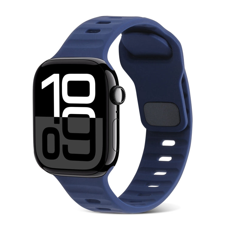スクエアバックルストライプシリコンウォッチバンド、Apple Watch Series 10 46mm用、Apple Watch Series 10 42mm用