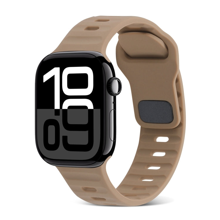 スクエアバックルストライプシリコンウォッチバンド、Apple Watch Series 10 46mm用、Apple Watch Series 10 42mm用